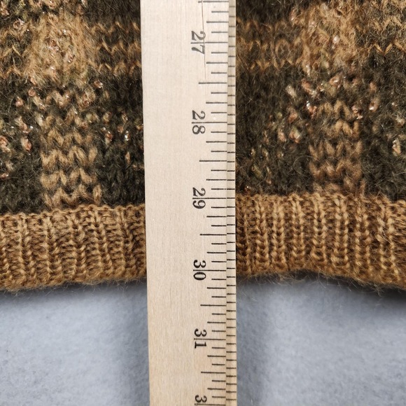 Vintage Liz Claiborne Collection Cardigan Womens Large Brown Green Mohair Plaid - Picture 6 of 9